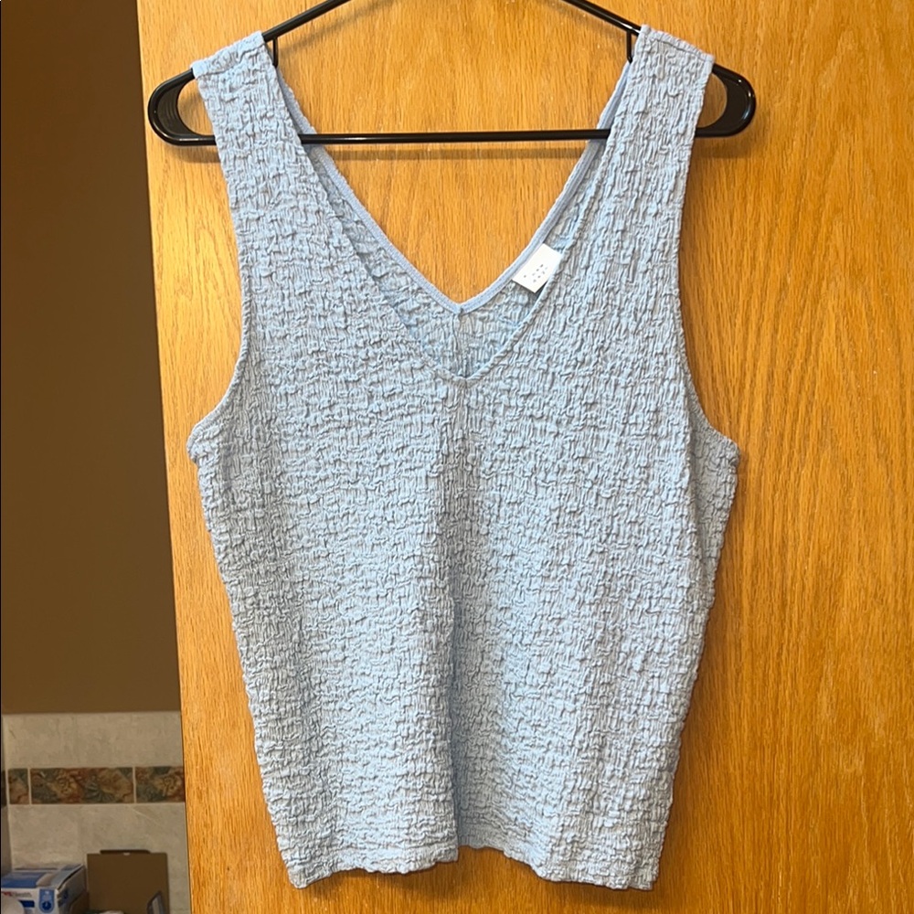 a new day Light Blue Textured Tank Top